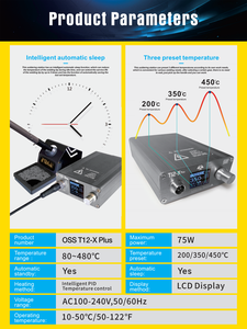 Stazione Saldante Digitale OSS T12-X Plus 72W per Riparazione Schede Madri PCB Smartphone - Product Image 6
