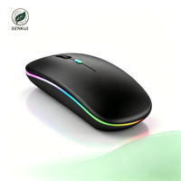 Souris sans fil rechargeable optique RGB BT 2.4G double mode USB pour PC portable, mini souris portable ultra-fine, vente chaude