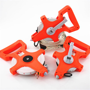 Ruban à mesurer en fibre 30m avec verrouillage manuel, enrouleur, cadre en plastique rouge, manivelle, mesure métrique pour la construction - Product Image 1