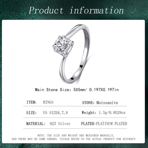 Anillo de Moissanita Brillante de 0.5CT con Certificación GRA, Plata de Ley 925, Anillo Redondo de Plata Esterlina, Anillo de Compromiso de Moda para Mujer, Joyería Elegante - Product Image 5