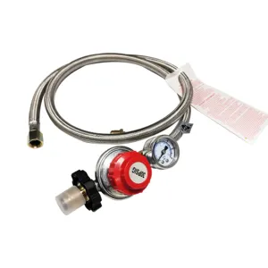 Regulador de GLP ajustable de alta presión, manguera de acero inoxidable de propano, 30 PSI