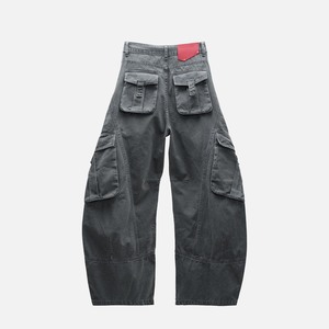 Pantalones Vaqueros Anchos de Mezclilla Gris, Corte Holgado, 100% Mezclilla, Ajuste Relajado, Jeans Utilitarios de Alta Calidad - Product Image 2