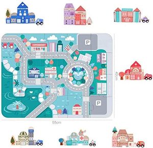 Juego de Bloques de Construcción de Madera, Juguetes Educativos para Niños Pequeños, para Apilar y Construir Ciudades - Product Image 3
