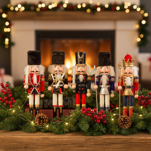 Colorful 30cm 15inch Red Blue Green Handmade Eco-Friendly Wooden Nutcracker Christmas Decoration Supplies for Gifts <b>Box</b> Packing - Product Image 6