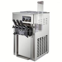 YKF-7118 Machine à glace molle commerciale 3 saveurs, en acier inoxydable, pour comptoir, nouvelle, 220V
