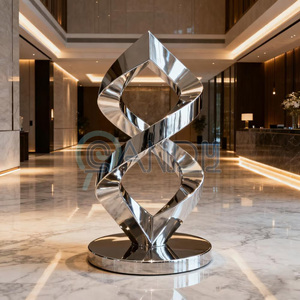 Tượng điêu khắc nghệ thuật trừu tượng bằng thép không gỉ lớn, trang trí nội thất cảnh quan, tùy chỉnh trang trí sảnh khách sạn - Product Image 2