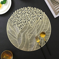 Nappe de Table Moderne Simple Style Européen à Motifs de Feuilles, en PVC Tissé, Imperméable et Anti-Huile, avec Cadre Simple ou Double