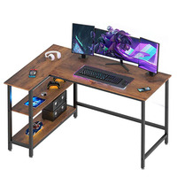 Bureau d'angle populaire pour le télétravail et le gaming, grand bureau d'ordinateur en L blanc et noir