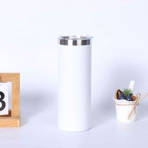 Sublimation Skinny Tumbler 12oz 15oz 20oz 30oz White Stainless Steel Straight Blank with Lid <b>Metal</b> <b>Straw</b> - Product Image 5