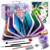 KALOUR Art Supplies – Coffret de 520+30 crayons de couleur en nylon coloré avec mine souple et couleurs vibrantes pour le dessin et l'esquisse – P