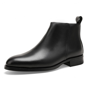 Nouvelles Bottes Chelsea Mi-mollet Décontractées et Habillées pour l'Hiver en Cuir Véritable, à Enfiler, Imperméables, Antidérapantes, Chaudes et Tendance - Product Image 2