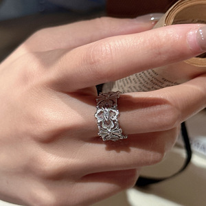 แหวนเงินแท้ S925 ลายก้างปลา ดีไซน์วินเทจแบบโบราณ ฝังลายสไตล์ฮิปฮอป - Product Image 2
