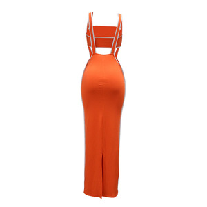 <b>Sexy</b> Spaghetti Straps Long Dress Breastplug Solid Color Casual Two-piece <b>Set</b> for Women Fashion - Product Image 6