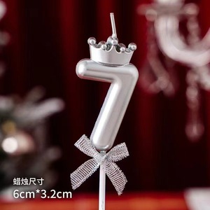 Decoradores de pasteles de cumpleaños, vela con número, soporte para pastel, corona, lazo, vela digital - Product Image 6