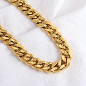 Znminos — Bracelets à mailles en acier inoxydable pour hommes, bijoux chaîne à mailles cubaines en acier inoxydable, plaqué or 18K, Bracelets à mailles solides à Miami