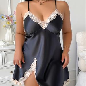 Abito da Notte <span class=keywords><strong>Estivo</strong></span> Personalizzato per Donne Plus Size, con Scollo a V e Bordo in Pizzo, Stile Sexy e Confortevole - Product Image 5