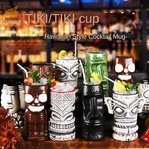 Taza Tiki de Halloween de 750 ml, 500 ml, 600 ml, Hecha a Mano, Diseño Retro de Cara de Fantasma, Taza de Cerámica, Decoraciones para Fiestas, Bar, Hogar, Regalo Sostenible - Product Image 2
