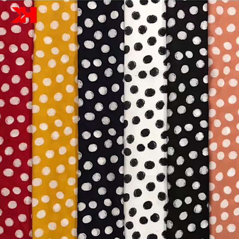 Новое поступление, 45s, мягкая пряжа, 100% искусственный шелк, принт в горошек, простая ткань для вискозных платьев и боди