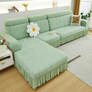 Funda de sofá elástica de cobertura total, protector de muebles para sala de estar con volantes para sofá en forma de L, uso en todas las estaciones - Product Image 5