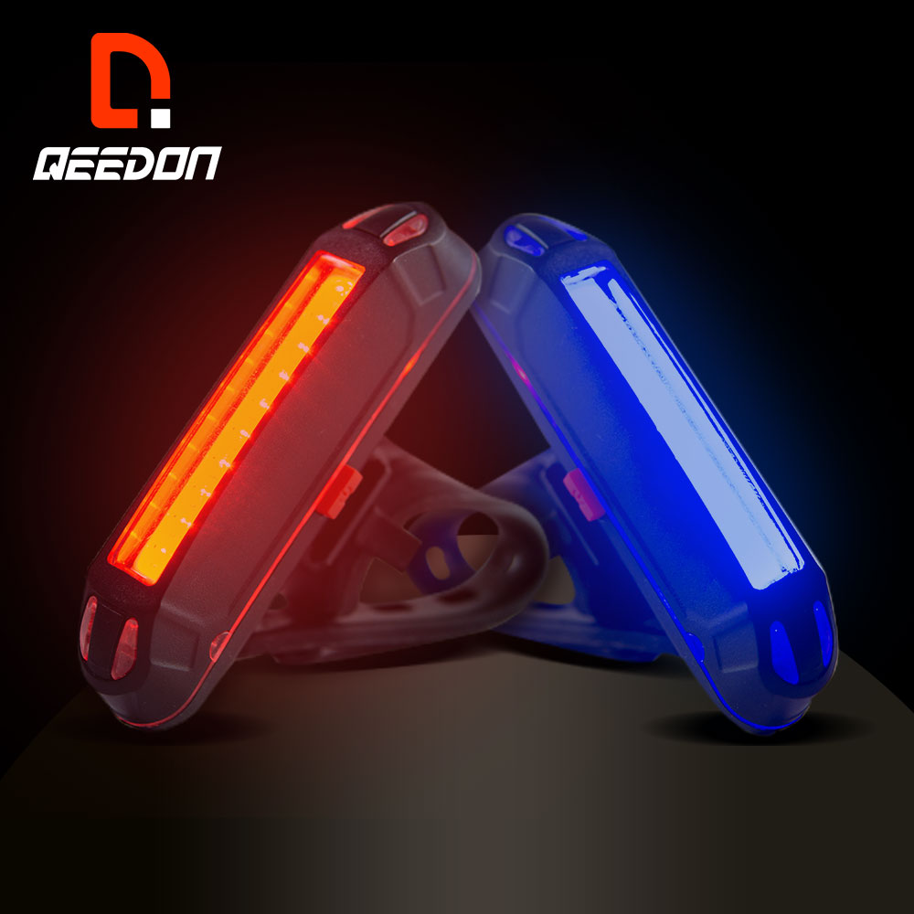 Велосипедный задний фонарь Qeedon, красная и синяя Водонепроницаемая подсветка для велосипеда farol, 5 режимов, зарядка через USB, светодиодный фонарь для велосипеда