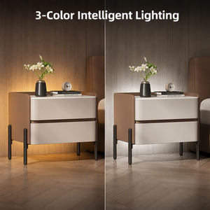 Comodino Smart Moderno con Ricarica Wireless, Altoparlante Bluetooth, Luce LED Dimmerabile a 3 Colori A25, Tavolino di Lusso <span class=keywords><strong>per</strong></span> <span class=keywords><strong>Camera</strong></span> <span class=keywords><strong>da</strong></span> <span class=keywords><strong>Letto</strong></span> - Product Image 4