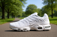 Chaussures de course pour hommes For for Plus White, semelle intermédiaire en EVA, empeigne en mesh, semelle extérieure en caoutchouc, chaussures de sport d'été