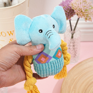 Juguete de peluche de elefante con nudos para entrenamiento y masticación de mascotas, patrón geométrico, color azul - Product Image 3