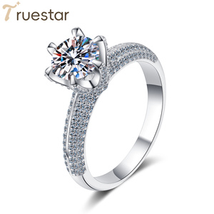 Classico Moissanite gioielli solitario sei artigli 1ct 2ct 925 in argento Sterling proposta anello anello Moissanite diamante anello da donna - Product Image 1