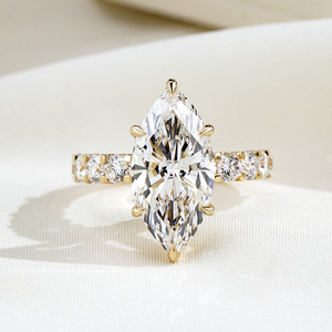 Bague solitaire en or 18 carats de forme marquise Messi Jewelry MSR-2084, bague de mode avec diamant de laboratoire - Product Image 1