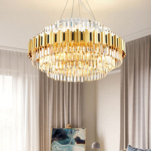 Lámpara de Techo de Lujo Estilo Imperio Personalizada Redonda para Interiores en Negro y Dorado, Candelabro Moderno LED de Cristal K9 para Sala de Estar y Hogar - Product Image 4