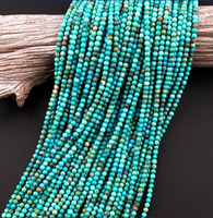 Perles rondes lisses en turquoise naturelle AMARA, 3 mm-10 mm, qualité supérieure, pour bijoux, bracelet de cheville, bracelet, femmes, filles, 13 pouces, brins de rondelles
