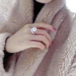 Bague en perle blanche naturelle exquise, 12-11mm, ronde, légèrement imparfaite, argent pur S925, ultra luxueuse avec une forte luminosité - Product Image 5