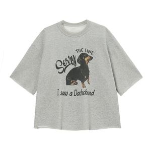Vêtements personnalisés American Vintage Dog Print <span class=keywords><strong>T</strong></span>-<span class=keywords><strong>shirt</strong></span> femmes gris col rond manches <span class=keywords><strong>trois</strong></span>-quarts <span class=keywords><strong>T</strong></span>-<span class=keywords><strong>shirt</strong></span> - Product Image 1