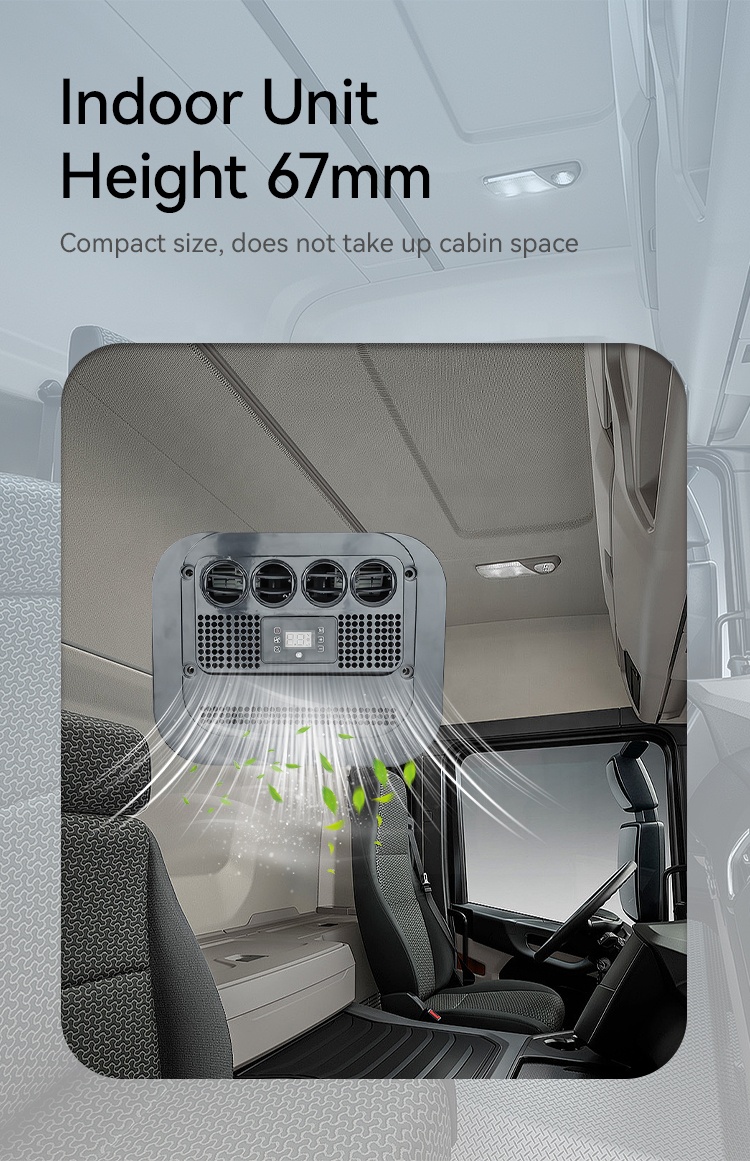 thumbnail interactive-video image 1 of 24V DC All-In-One Overhead Air Conditioner For Vehicles - For RV, Truck, Excavator Cab | Parking/Standby AC, Low Voltage Protection 1 of 4