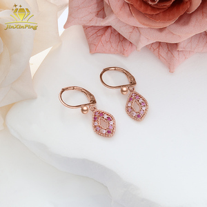 <span class=keywords><strong>Boucles</strong></span> <span class=keywords><strong>d</strong></span>'<span class=keywords><strong>oreilles</strong></span> <span class=keywords><strong>pendantes</strong></span> géométriques en zircon or rose pour enfants - Bijoux mignons en argent sterling 925 pour petites filles - Product Image 5