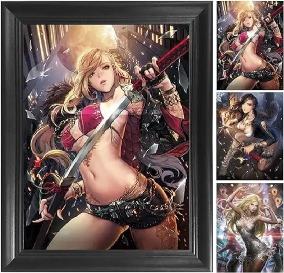 Venta al por mayor personalizado Super Sexy Girl 3D Lenticular Posters estilo japonés PET decoración del hogar bajo precio materiales plásticos sala de estar