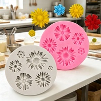 Wiederverwendbare Hitzebeständige Spülmaschinenfeste DIY Fondant Kuchen Backform Gänseblümchen Sonnenblume Silikonform für Kuchendekoration