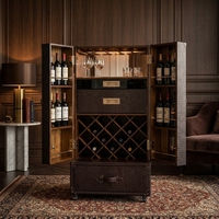 Ameublement complet sur mesure et armoire à vin mobile en cuir véritable sur mesure