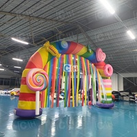 Nouvelle conception d'arche gonflable pour fête, en forme de bonbon, avec éclairage LED, arche gonflable en forme de bonbon avec décoration en forme de nœud pour la cour