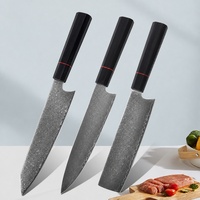 Ensemble de couteaux de chef en acier damas de haute qualité à 67 couches, manche noir G10, lame tranchante comme un rasoir, style japonais, couteaux de cuisine multi-usages