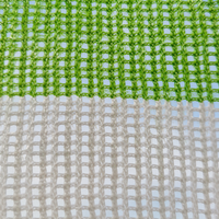 Voile d'ombrage manuelle en HDPE pour jardin d'enfants et école, verte avec bandes blanches, pour aire de jeux et crèche