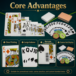 Customizable Plastic Paper Jumbo Size Baccarat <strong>Poker</strong> Cards 350gsm with Barcode for Casino Playing Cards and Custom Logo - Product Image 2