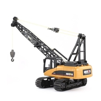 HUINA 1572 Grue RC 12 canaux en plastique 1/14 2.4GHz, jouet télécommandé d'ingénierie avec flèche articulée mobile, crochet mécanique, son et chargeur
