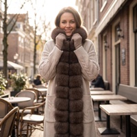 Manteau d'hiver de luxe à col long en fourrure, style pull, trench, en fourrure éco-responsable pour femme, ODM