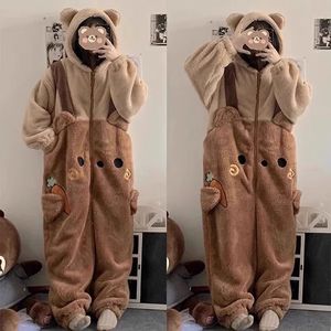Pijama de una Pieza Radish Bear para Mujer, Otoño e Invierno, Felpa de Coral, Forro Polar Grueso, Cierre de <span class=keywords><strong>Cremallera</strong></span> - Product Image 5