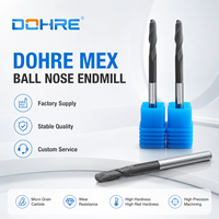 Fresa de extremo esférico DOHRE Premium de 2 filos de carburo sólido HRC50 resistente al desgaste para grafito