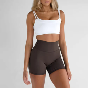 Conjunto Deportivo de Doble Capa con Contraste de Color Personalizado, Elástico en 4 Direcciones, Sujetador Deportivo para Correr, Pantalones Cortos de Yoga de Cintura Alta para Gimnasio - Product Image 3