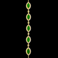 Pulsera de Jadeíta Birmana Natural de Grado A, Forma Marquesa, Verde, para Uso Diario, Regalo para Mujer (con Certificado NGTC)