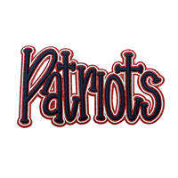 Écusson de football personnalisé brodé en 3D, motif Patriots, avec fond pailleté et points en relief, badge sportif pour vestes en tissu