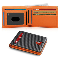 Harga pabrik dompet kulit PU desain ramping dengan RFID memblokir kartu fitur serat karbon produsen grosir